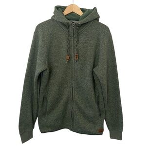 Quiksilver Heather Green Hooded Jacket Sweatshirt Thick Medium Weight L Mens